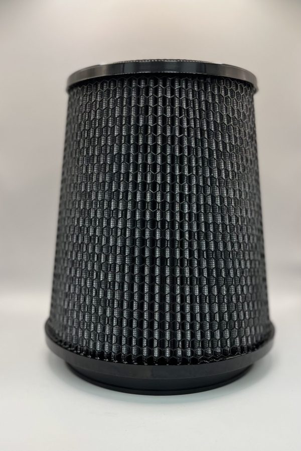 Black Hex Conical Filter 6" Inlet x 7.86" Dia. x 9" H.