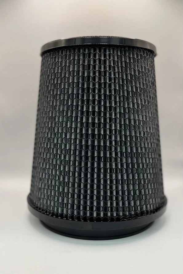 Black Hex Conical Filter 6" Inlet x 7.61" Dia. x 8.32" H.